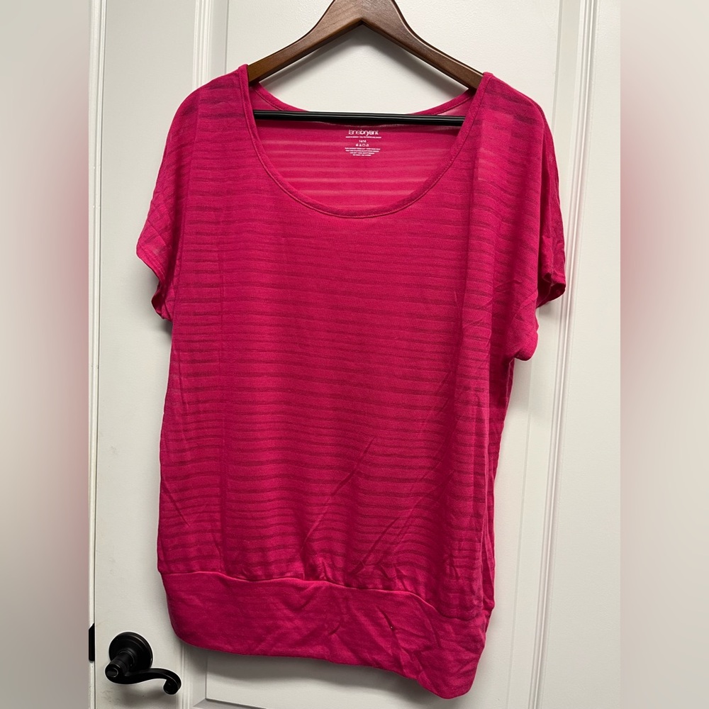 Lane Bryant NWT 14/16 Plus Pink Ribbed Short Sleeve Tee